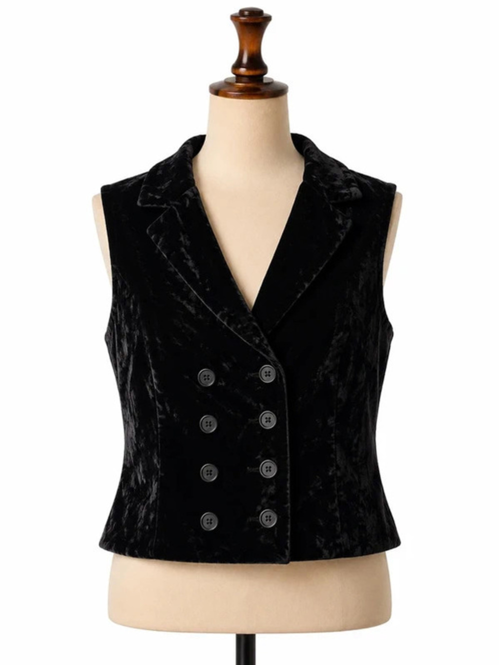Limited Women’s Black Crushed Velvet Vest Y2K 90s Double Breasted Size 8